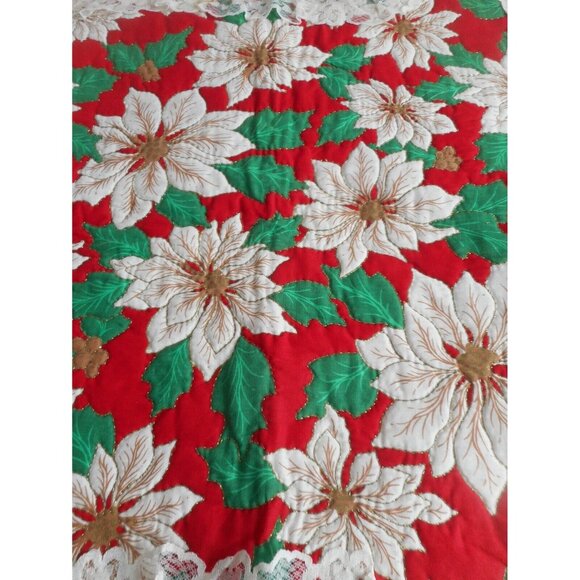 Poinsettia Christmas Wall Hanging Holiday Home Decoration Square Shape 22.5" - Picture 4 of 8